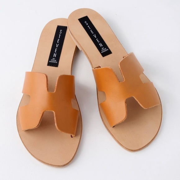 steve madden greece sandals cognac